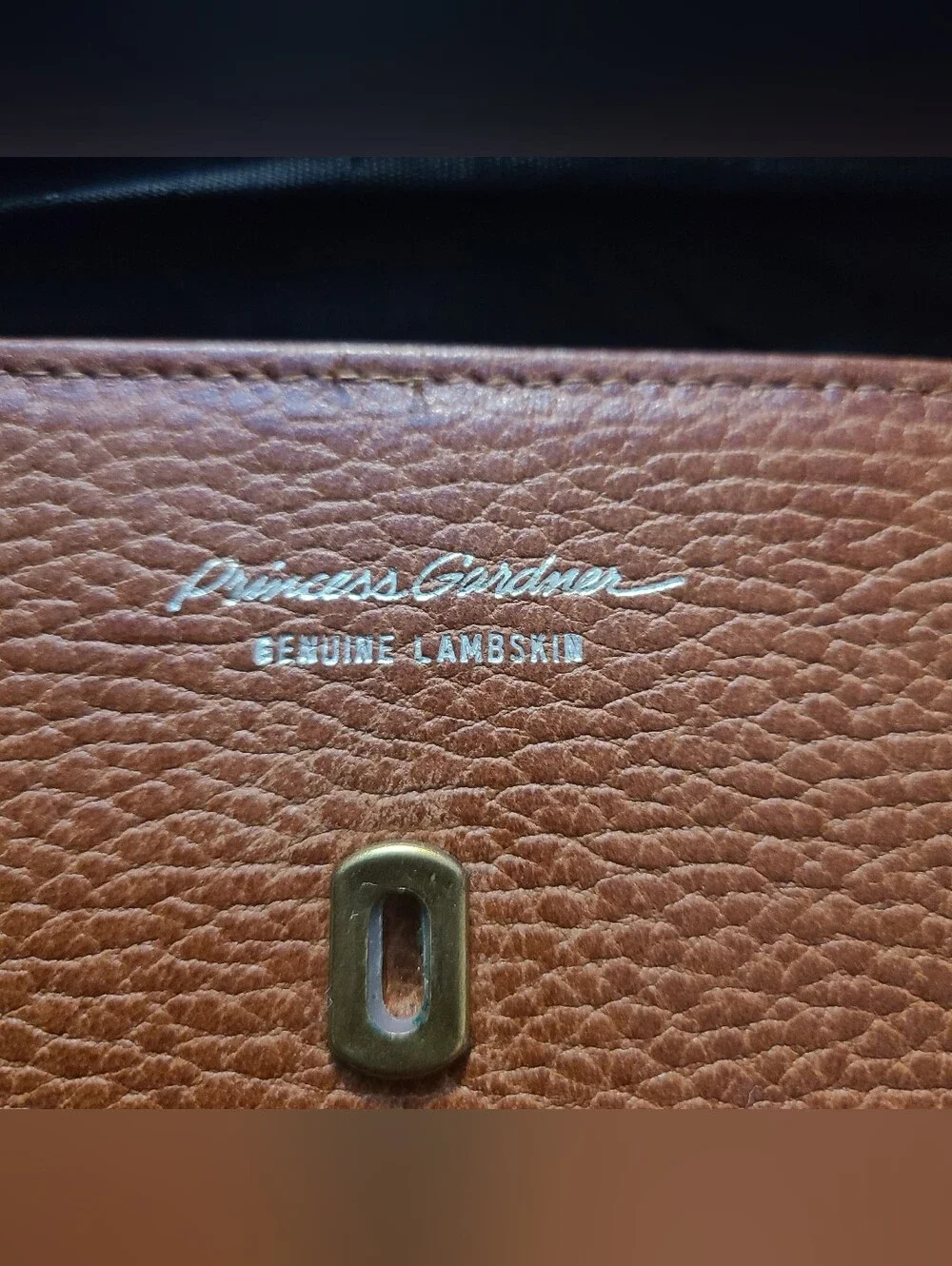 Princess Gardner Genuine Lambskin Wallet Kiss Lock Frame Clasp Vintage Brown